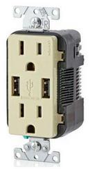 LEVITON Ivory 15 Amp Combination Tamper Resistant Duplex Receptacle and USB Charger 