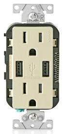 LEVITON Ivory 15 Amp Combination Tamper Resistant Duplex Receptacle and USB Charger 