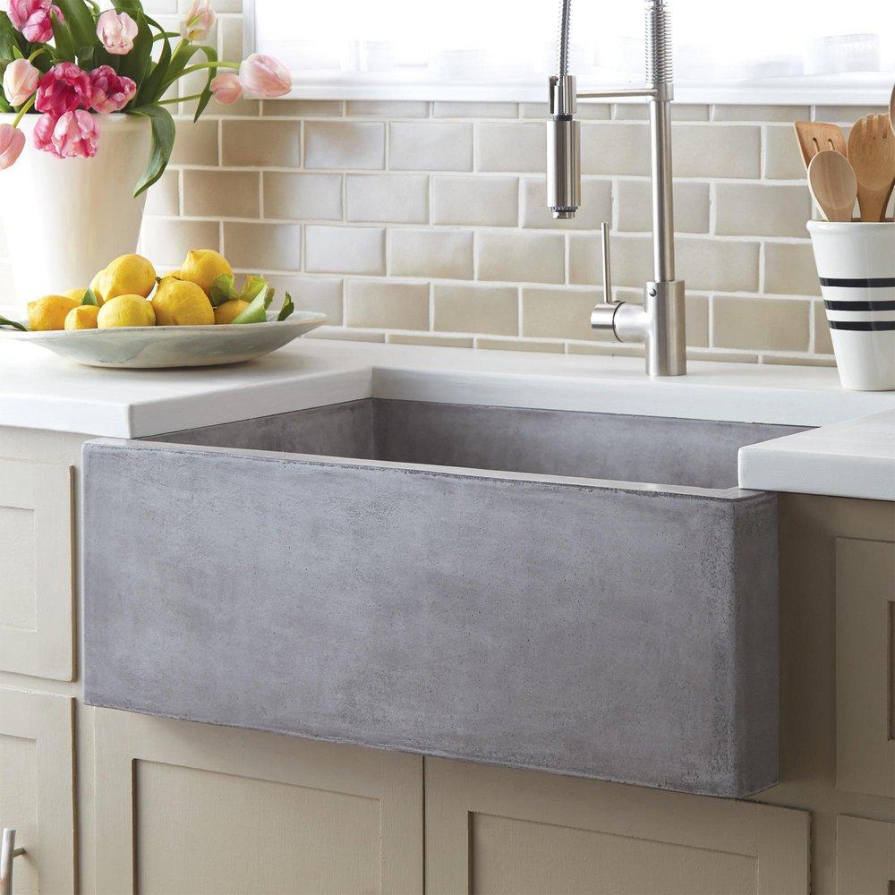 Native Trails Ash 30 x 18 in. Concrete Single Bowl Farmhouse Kitchen Sink 
