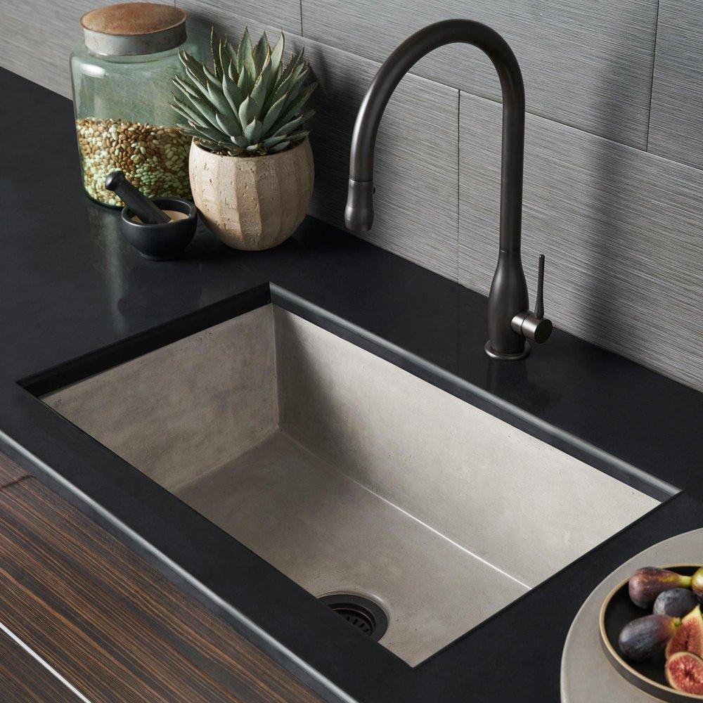 Native Trails Ash 30 x 18 in. Concrete Single Bowl Farmhouse Kitchen Sink 