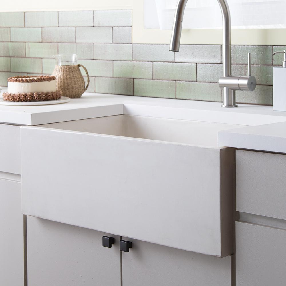 Native Trails Pearl 30 x 18 in. Concrete Single Bowl Farmhouse Kitchen Sink 