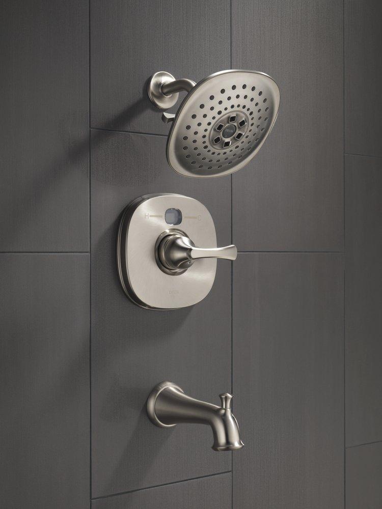 Delta Faucet Brilliance Stainless Multi Function Full Body, H2Okinetic&reg; and Pause Showerhead 