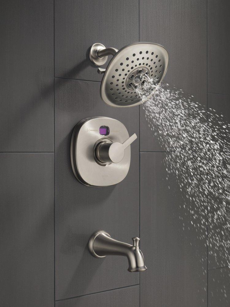 Delta Faucet Brilliance&reg; Stainless Multi Function Full Body, H2Okinetic&reg; and Pause Showerhead 