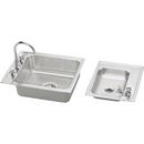 4-Hole 2-Basin Topmount Utility Sink with High Arc Kitchen Faucet