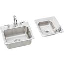 4-Hole 2-Basin Topmount Utility Sink with Kitchen Faucet