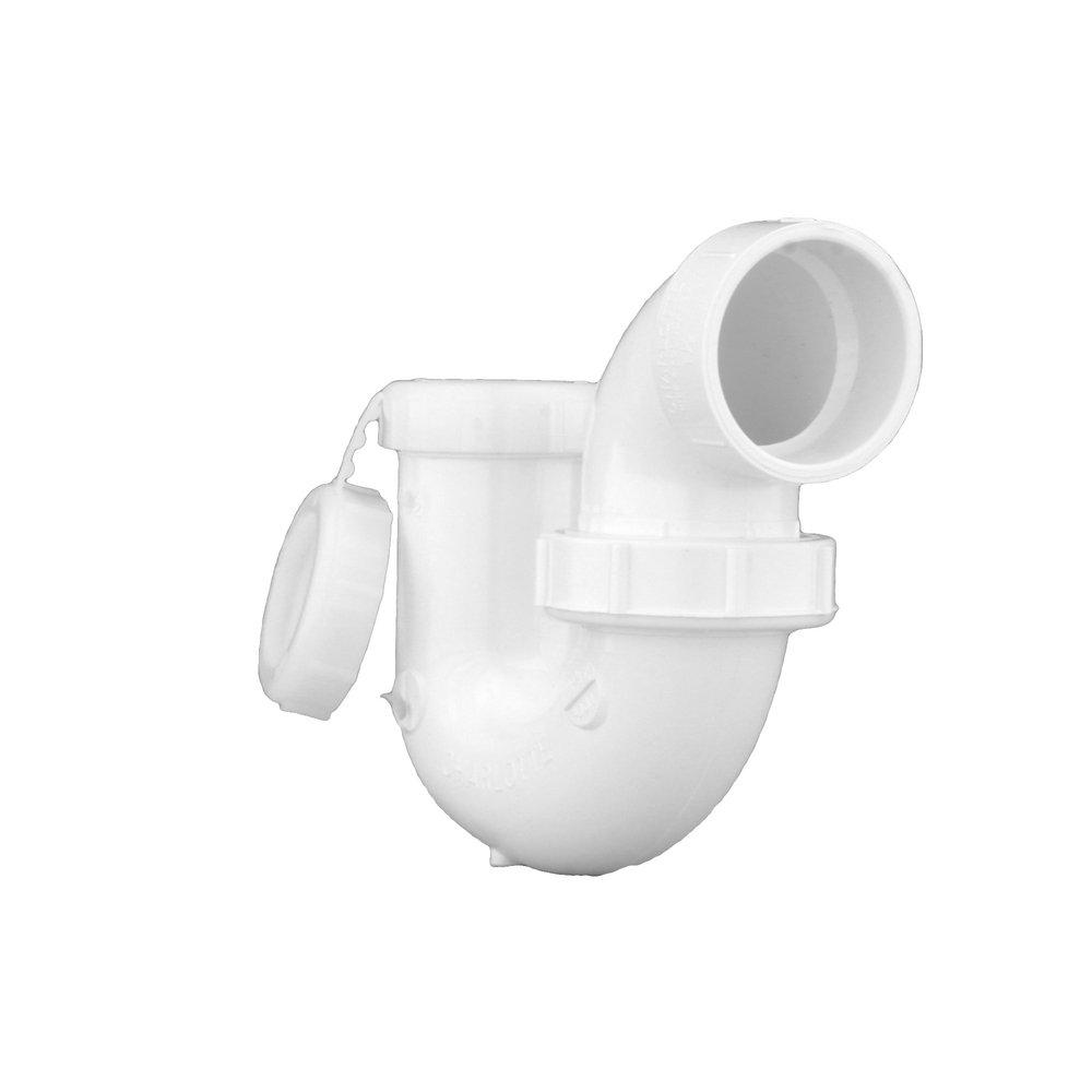White PVC DWV LA Pattern P-Trap with Polyethylene Nut (1-1/2 & 1-1/4 in. 