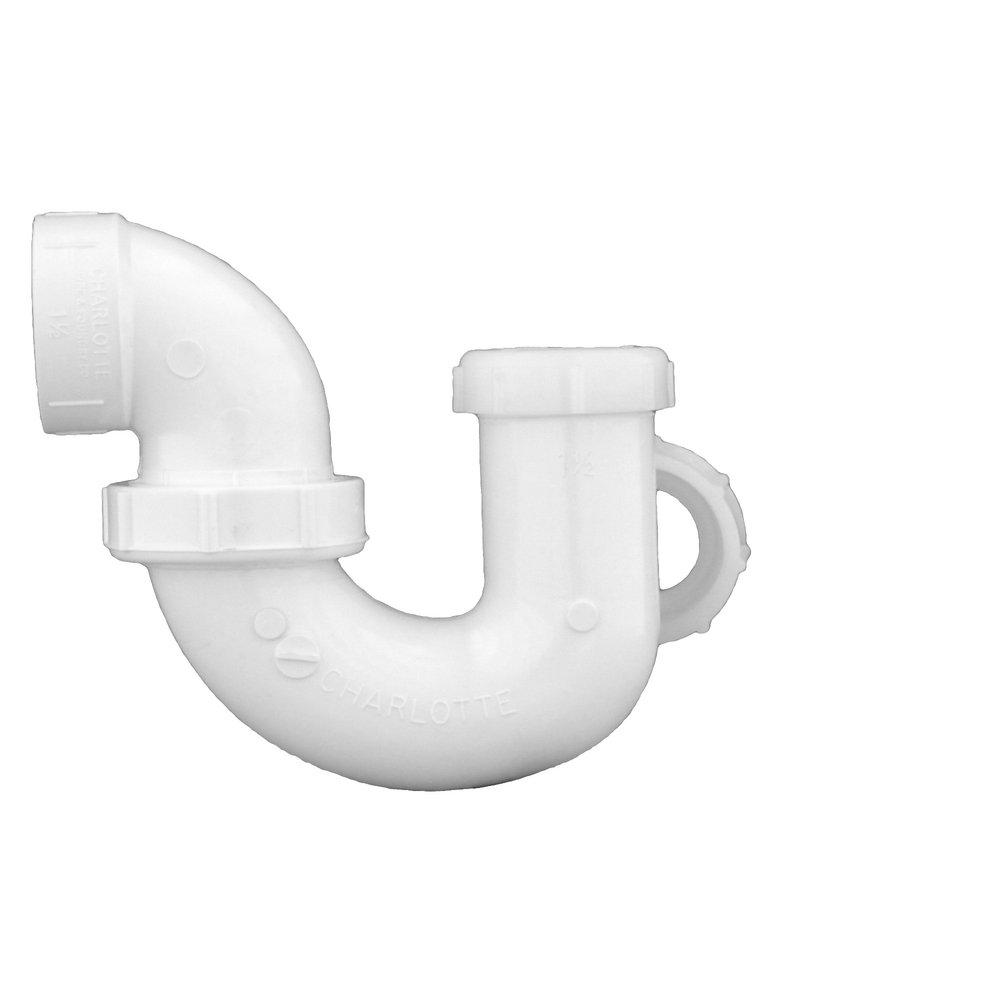 White PVC DWV LA Pattern P-Trap with Polyethylene Nut (1-1/2 & 1-1/4 in. 