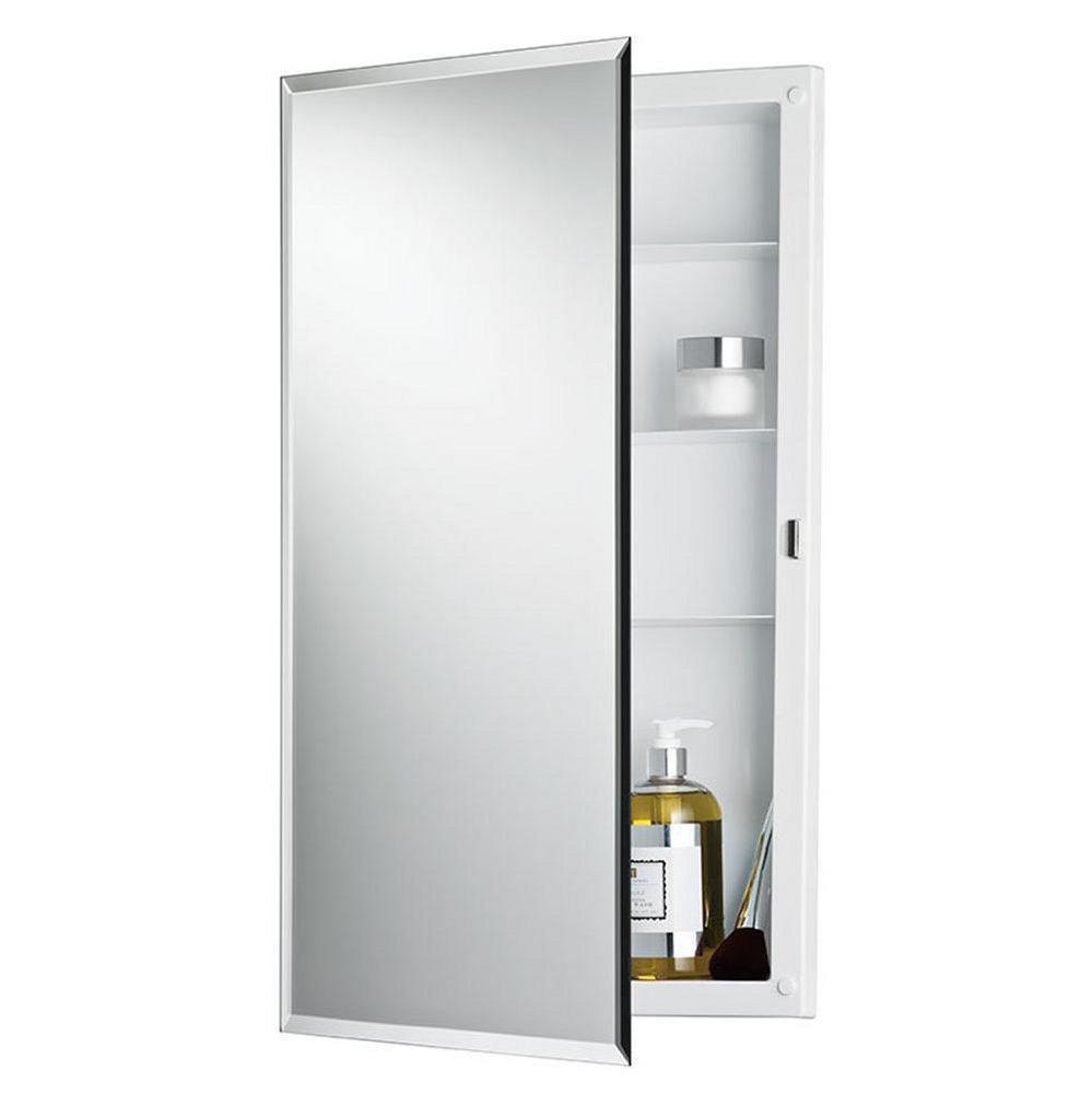 Rangaire Basic White 16 in. Frameless Beveled Mirror Edge Polystyrene Medicine Cabinet Overpacked 