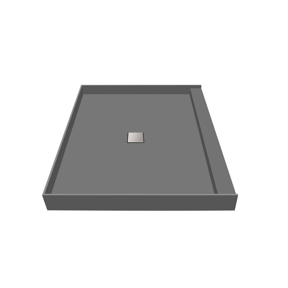 Tile Redi USA Grey 48 in. Single Curb Shower Pan with Center Drain 