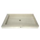 Tile Redi USA Polished Chrome 48 x 36 in. PVC Double Curb Shower Pan with Center Drain 