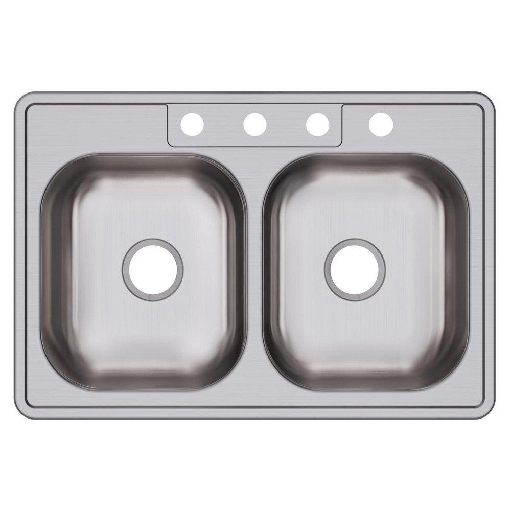 Dayton Satin 33 x 22 in. Stainless Steel Double Bowl Drop-in Kitchen Sink in Satin 