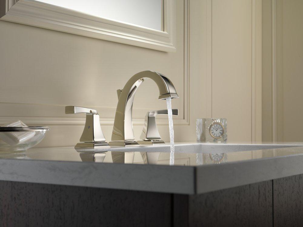 Delta Faucet Pearl Nickel Two Handle Widespread Bathroom Sink Faucet with Metal Drain Assembly 