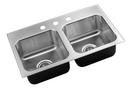 Just Manufacturing Polished Satin 29 x 15 in. 1 Hole Stainless Steel 2 Bowl Drop-in Kitchen Sink 