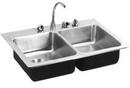 Just Manufacturing 38 x 22 in. 1-Hole Double Bowl Undermount Kitchen Sink 