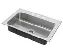 Just Manufacturing Brushed Steel Single Bowl Drop-In Rectangular Kitchen Sink with Center Drain 