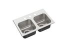 1 Hole Stainless Steel Double Bowl Drop-in, Self-Rimming and Top Mount Rectangular Kitchen Sink with Center Drain