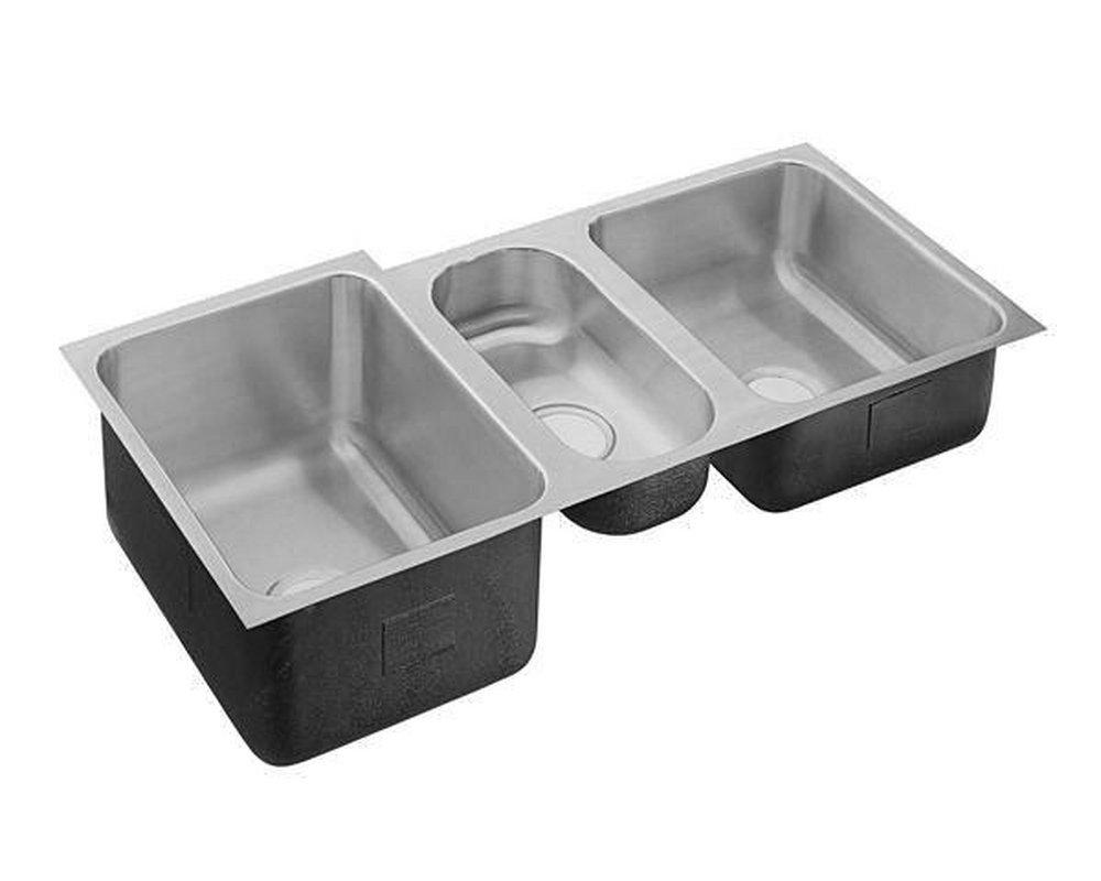 Just Manufacturing 41-1/2 x 20 in. No-Hole Triple Bowl Undermount Kitchen Sink 