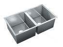 Just Manufacturing 31-1/2 x 18 in. No-Hole Double Bowl Undermount Kitchen Sink 