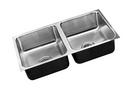 Just Manufacturing Satin 28 x 14 in. No Hole Stainless Steel Double Bowl Undermount Kitchen Sink 