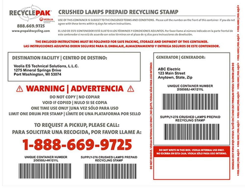 Veolia ES Crushed Lamp Prepaid Stamp 