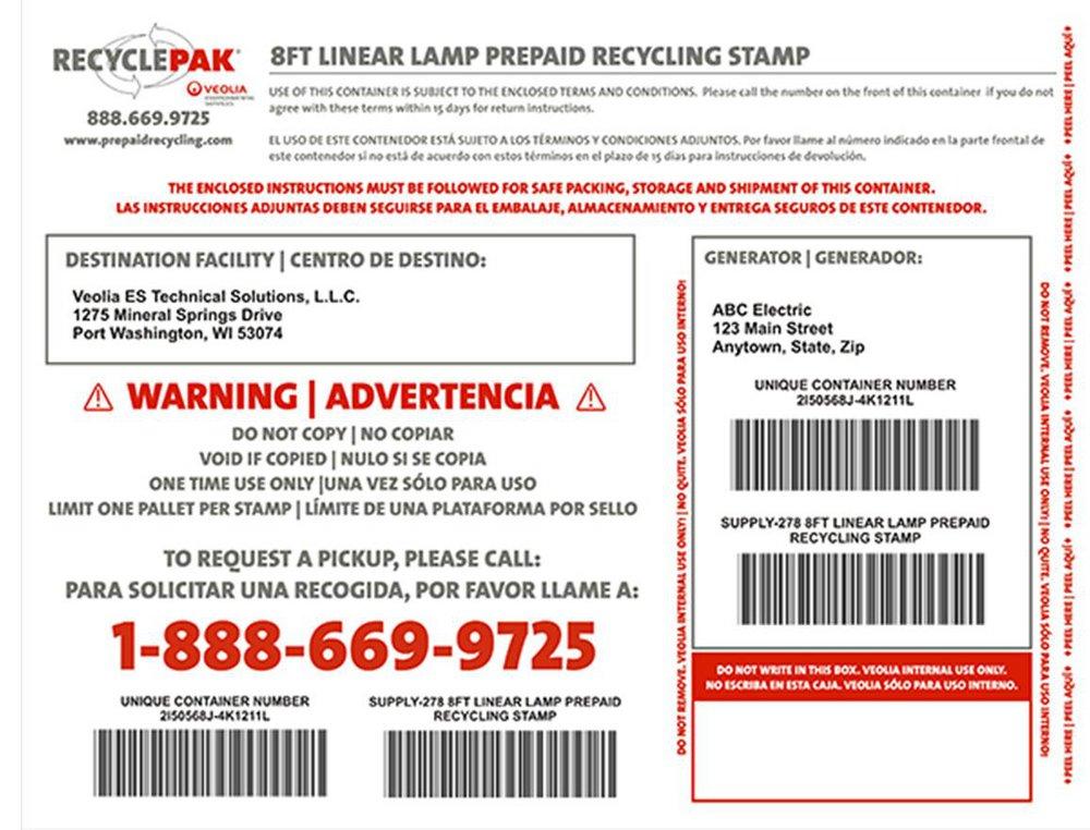 Veolia ES Linear Lamp Prepaid Stamp 