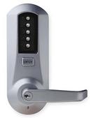 Cylinder Push Button Lock with Lever in Satin Chrome