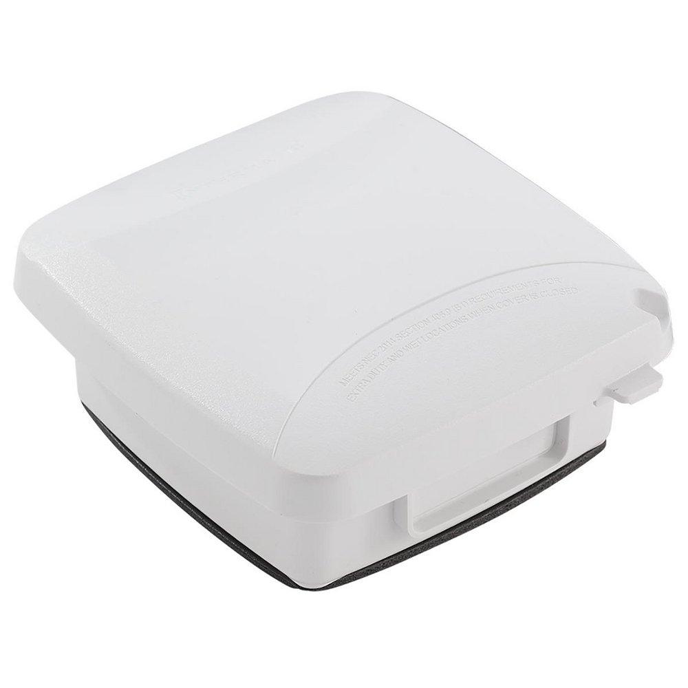 White 2 Gang RECPT Cover With Lock HASP White 