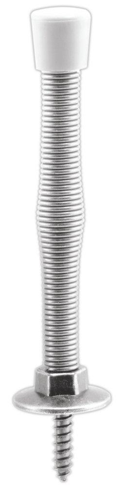 Prime-Line Satin Nickel 3 in. Steel Rubber Spring Door Stop in Satin Nickel 