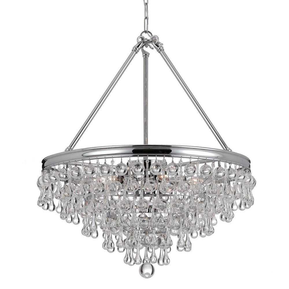 Crystorama Polished Chrome 27 in. 8-Light Crystal Teardrop Chandelier 
