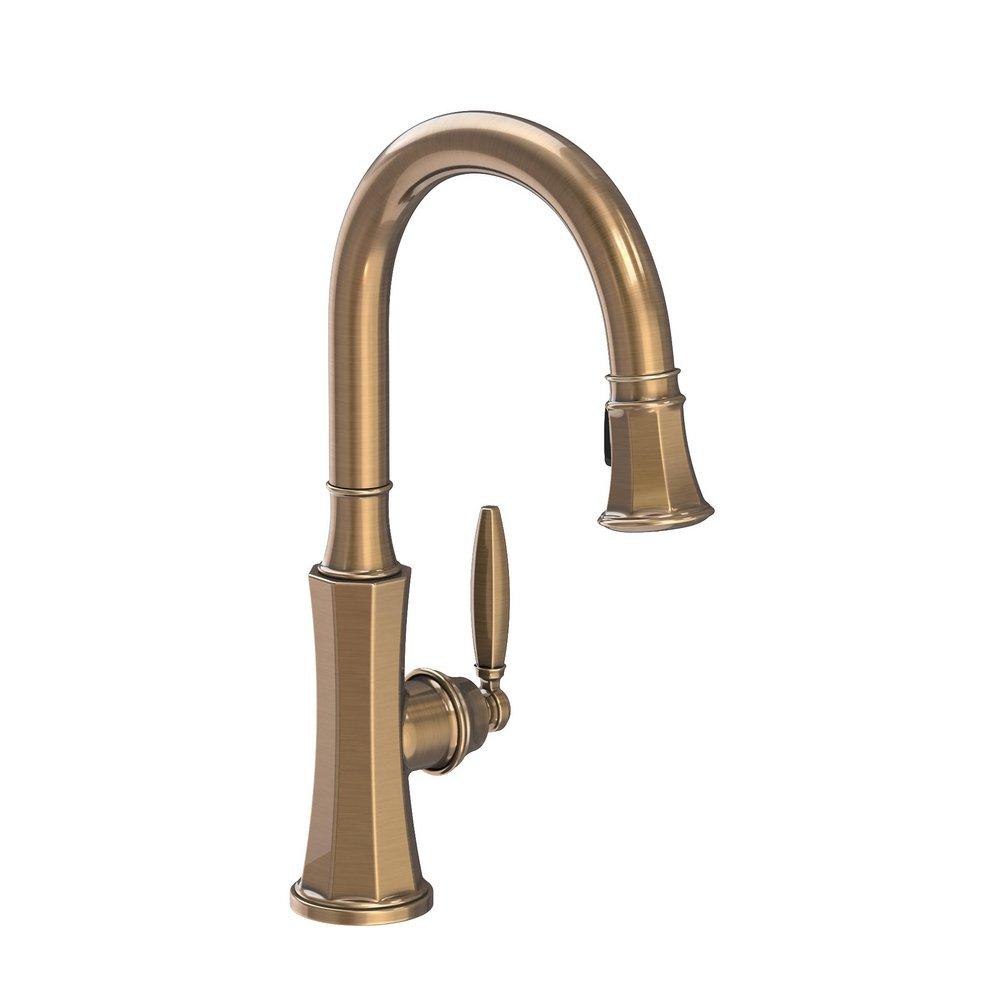 Newport Brass Antique Brass Single Handle Pull Down Kitchen Faucet 