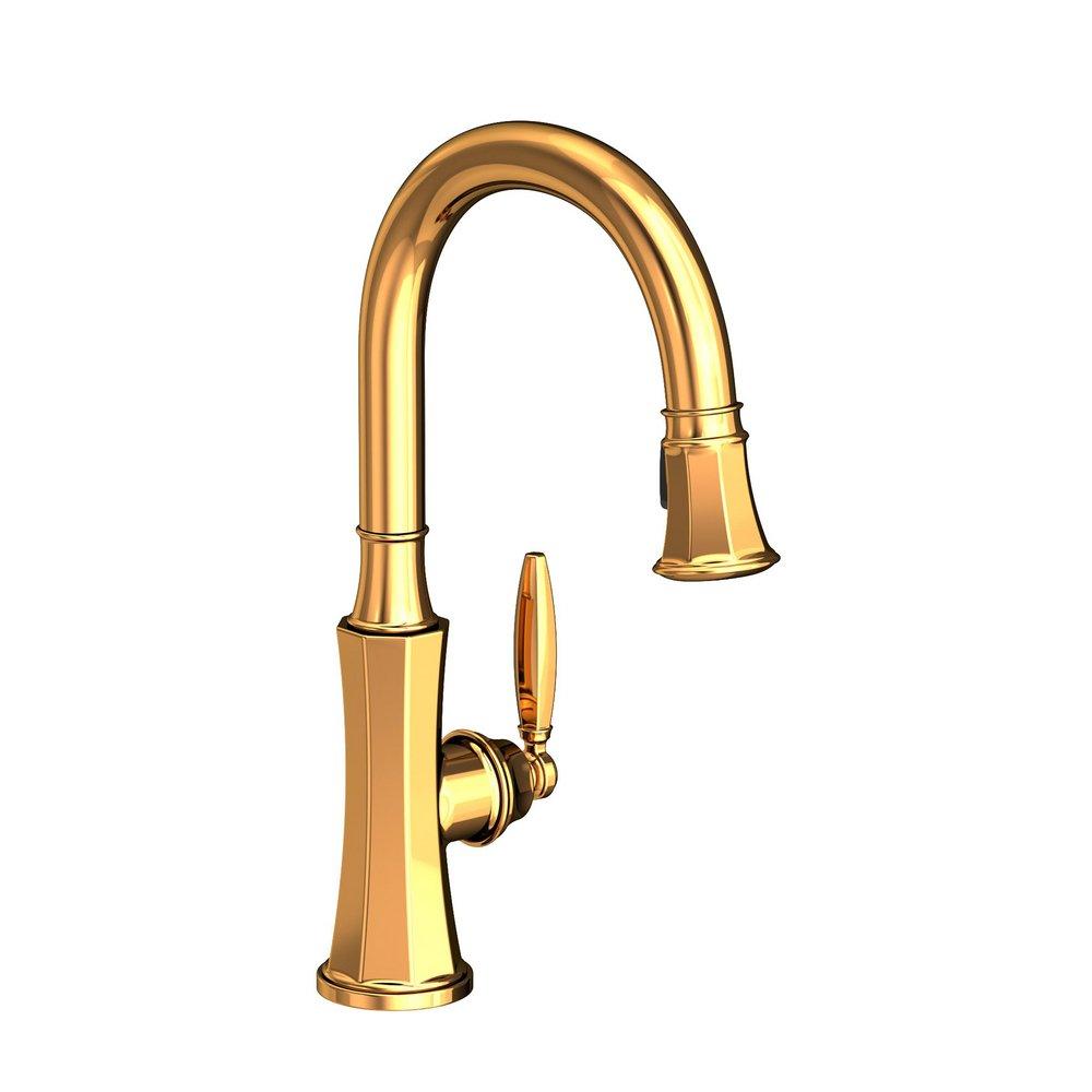 Newport Brass Polished Gold - PVD Single Handle Pull Down Kitchen Faucet 