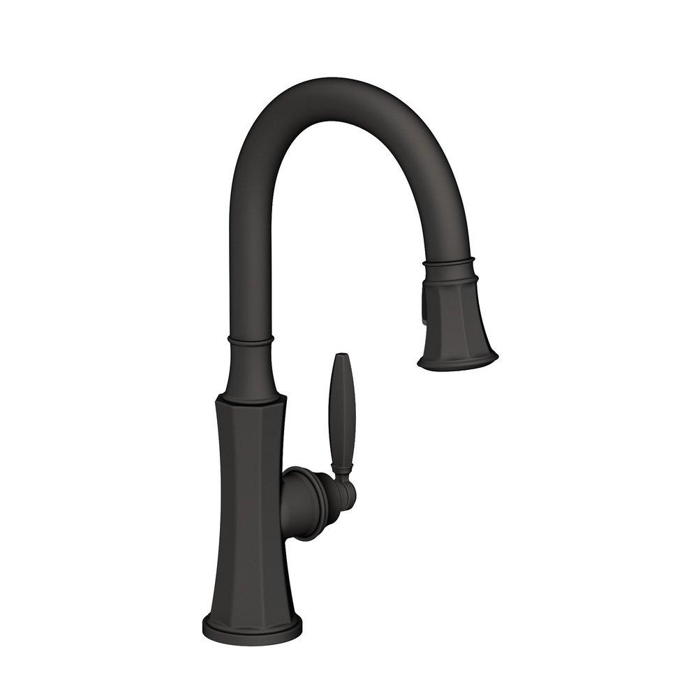 Newport Brass Flat Black Single Handle Pull Down Kitchen Faucet 