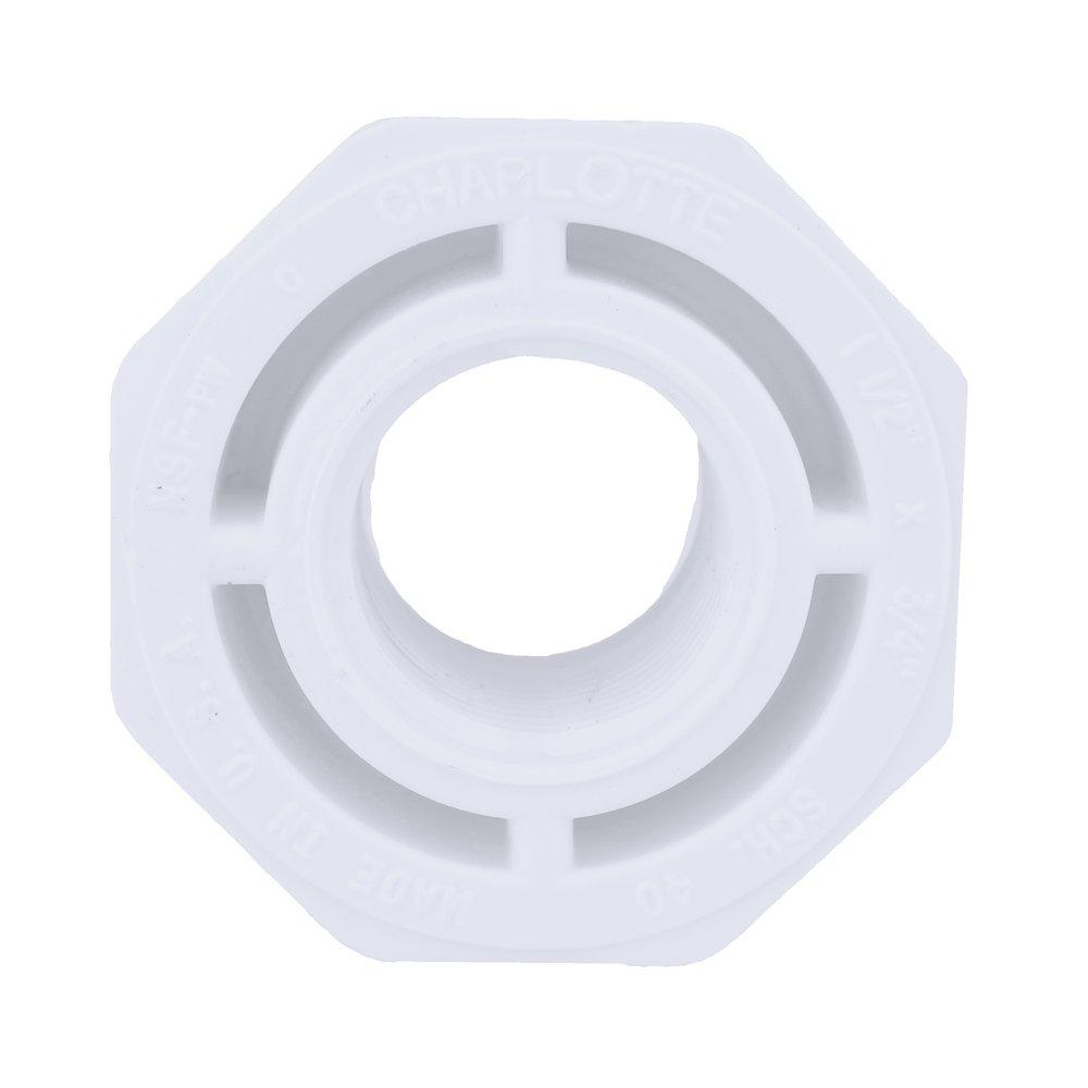 White PVC Schedule 40 Female Bushing 