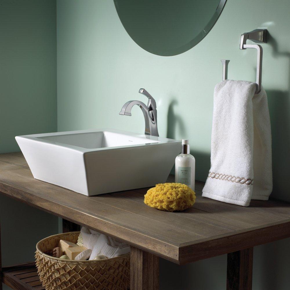 Delta Faucet Polished Nickel Single Handle Vessel Filler Bathroom Sink Faucet 