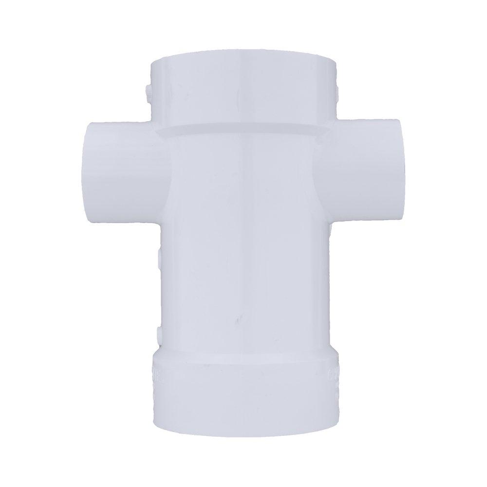White PVC DWV Sanitary Tee with 2 