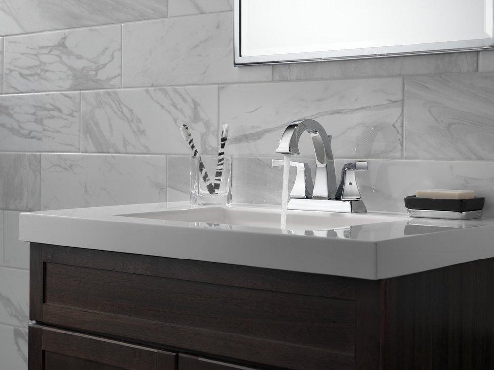 Delta Faucet Polished Nickel Two Handle Centerset Bathroom Sink Faucet with Pop-Up Drain Assembly 