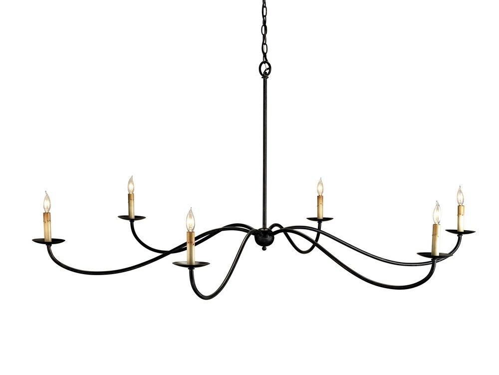 Currey and Company Zanzibar Black 29 in. 60W 6-Light Candelabra E-12 Ceiling Mount Chandelier 