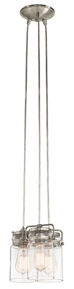 100W 3-Light Pendant in Brushed Nickel