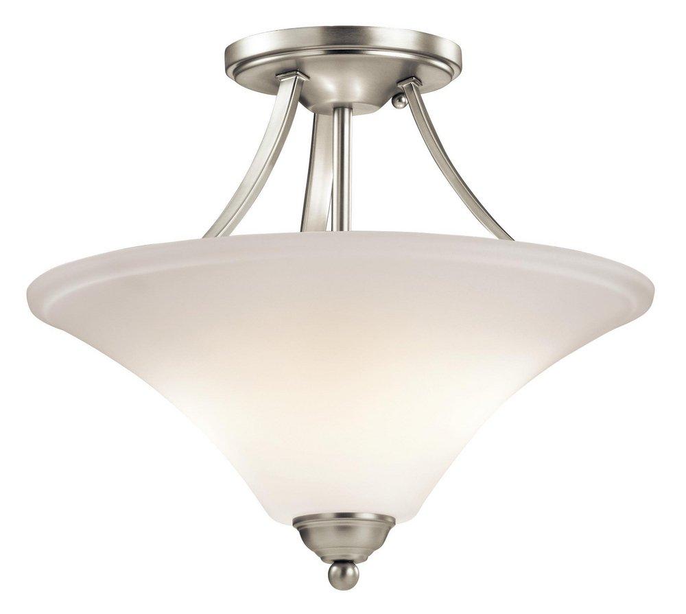 Kichler Lighting Brushed Nickel 75W 2-Light Medium E-26 Base Incandescent Semi-Flushmount Ceiling Fixture 
