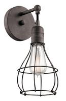 100W 1-Light Medium E-26 Base Incandescent Wall Sconce in Weathered Zinc