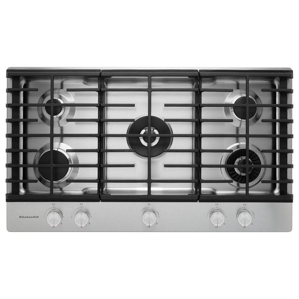 KitchenAid Stainless Steel 5 Burner Sealed Cooktop 