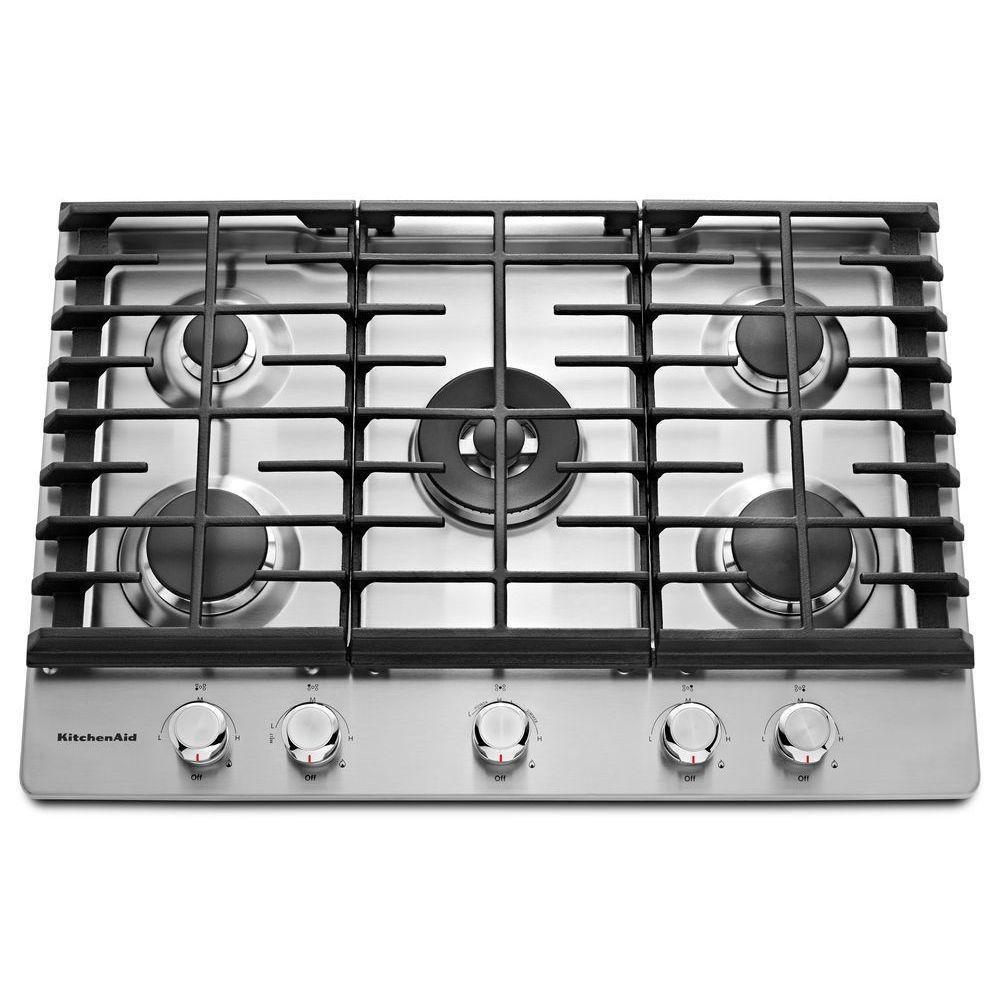 KitchenAid Stainless Steel 5 Burner Sealed Cooktop 