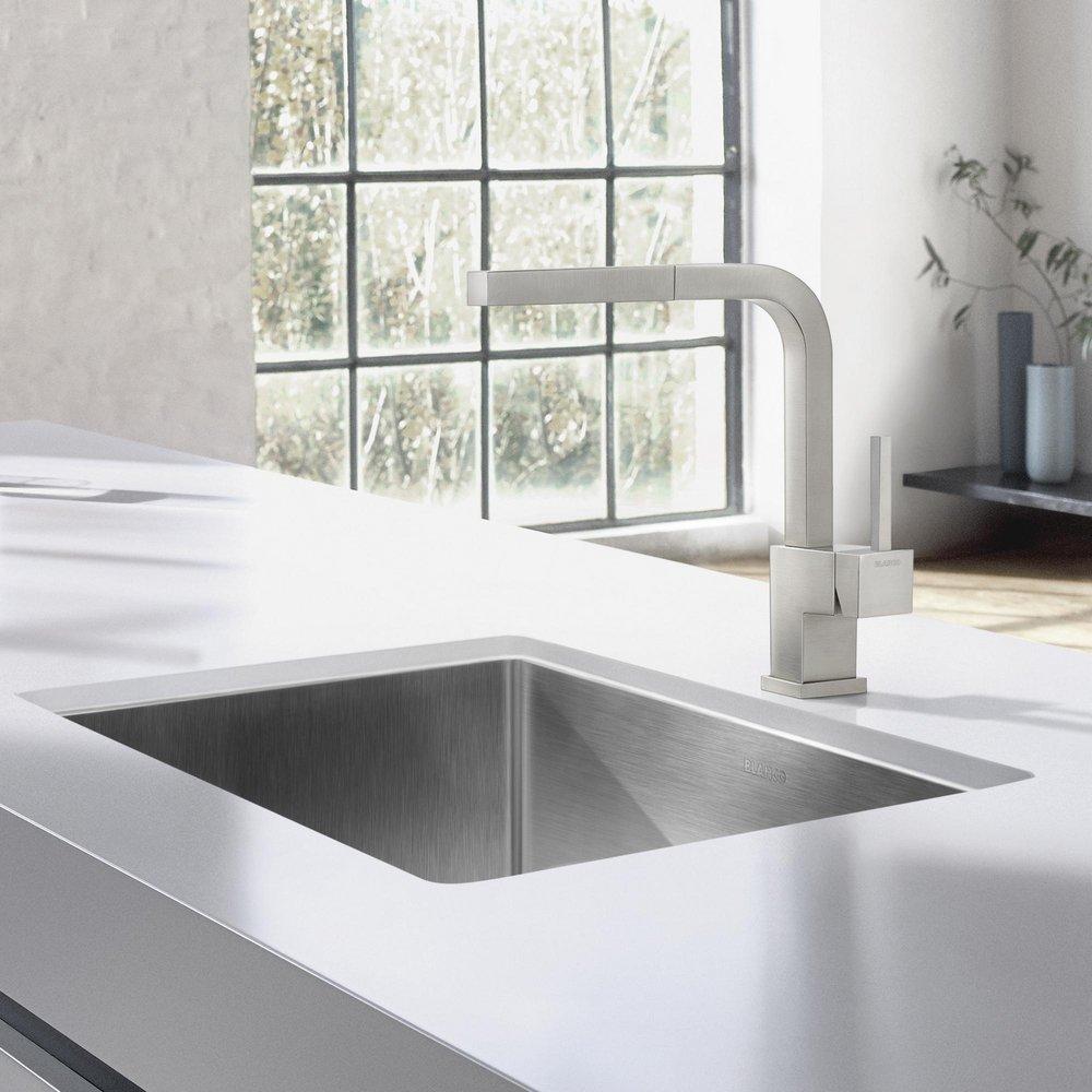 BLANCO Satin 25 x 18 in. No Hole Stainless Steel Single Bowl Undermount Kitchen Sink 