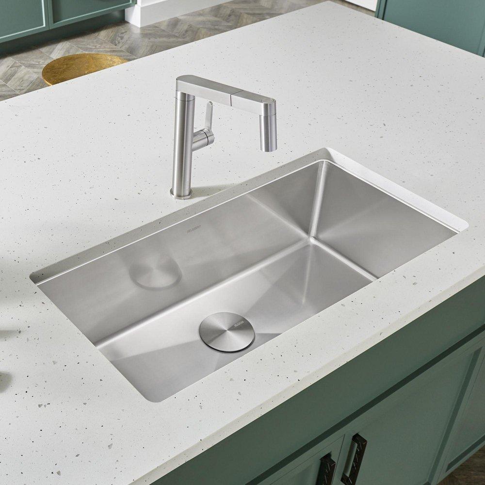 BLANCO Polished Satin 32 x 18 in. No Hole Stainless Steel Single Bowl Undermount Kitchen Sink 