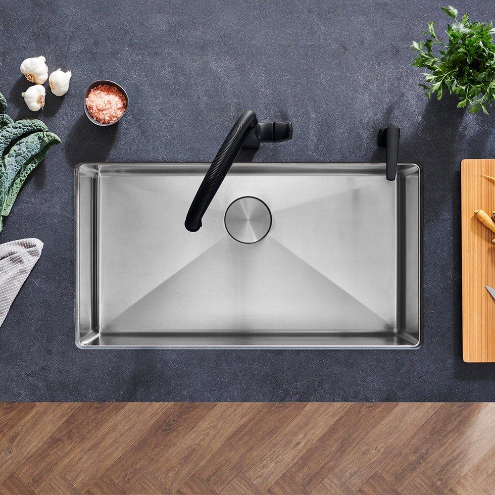 BLANCO Polished Satin 32 x 18 in. No Hole Stainless Steel Single Bowl Undermount Kitchen Sink 