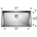 BLANCO Polished Satin 32 x 18 in. No Hole Stainless Steel Single Bowl Undermount Kitchen Sink 