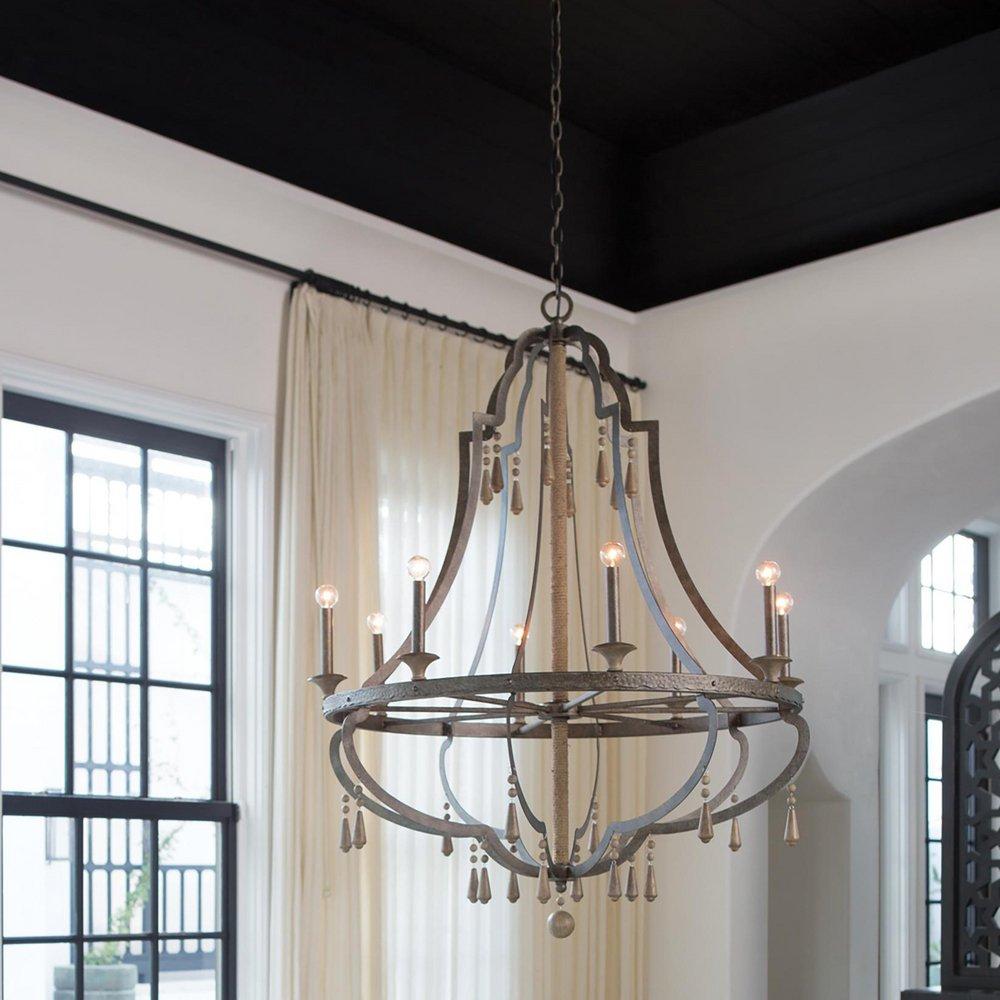 Fredrick Ramond Distressed Iron 60W 8-Light Chandelier 