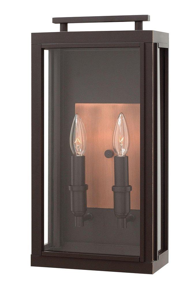 Hinkley Oil Rubbed Bronze 9 in. 60W 2-Light Candelabra E-12 Wall Lantern 