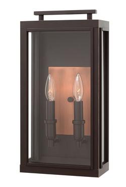 9 in. 60W 2-Light Candelabra E-12 Wall Lantern in Oil Rubbed Bronze