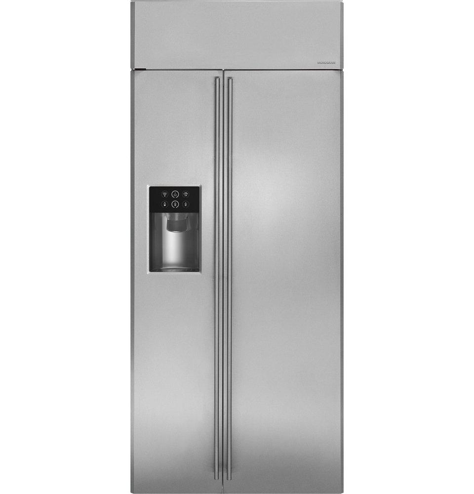 Monogram&reg; Stainless Steel 36 in. 11.54 cu. ft. Side-By-Side Refrigerator 